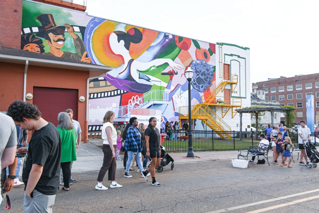 Valspar mural on the side of the Dixie Theater in Downtown Ruston